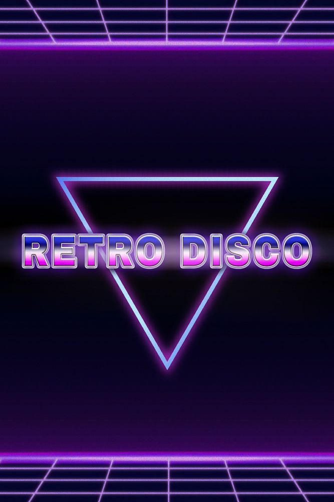 Retro disco word on futuristic background