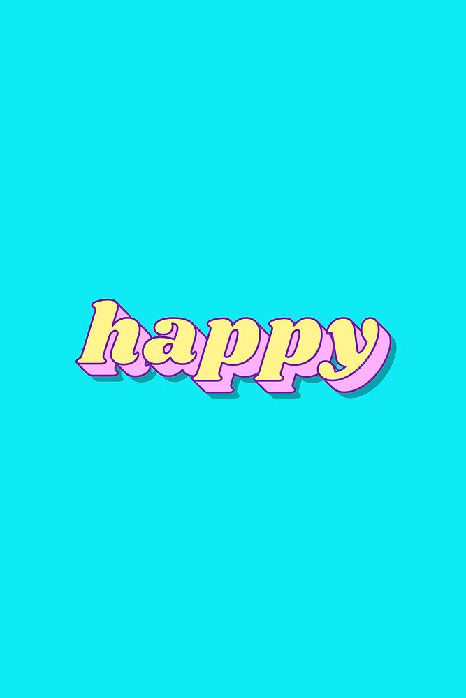 Happy word funky typography vector | Premium Vector - rawpixel