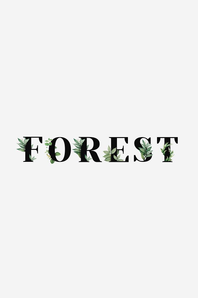 Botanical FOREST vector word black typography