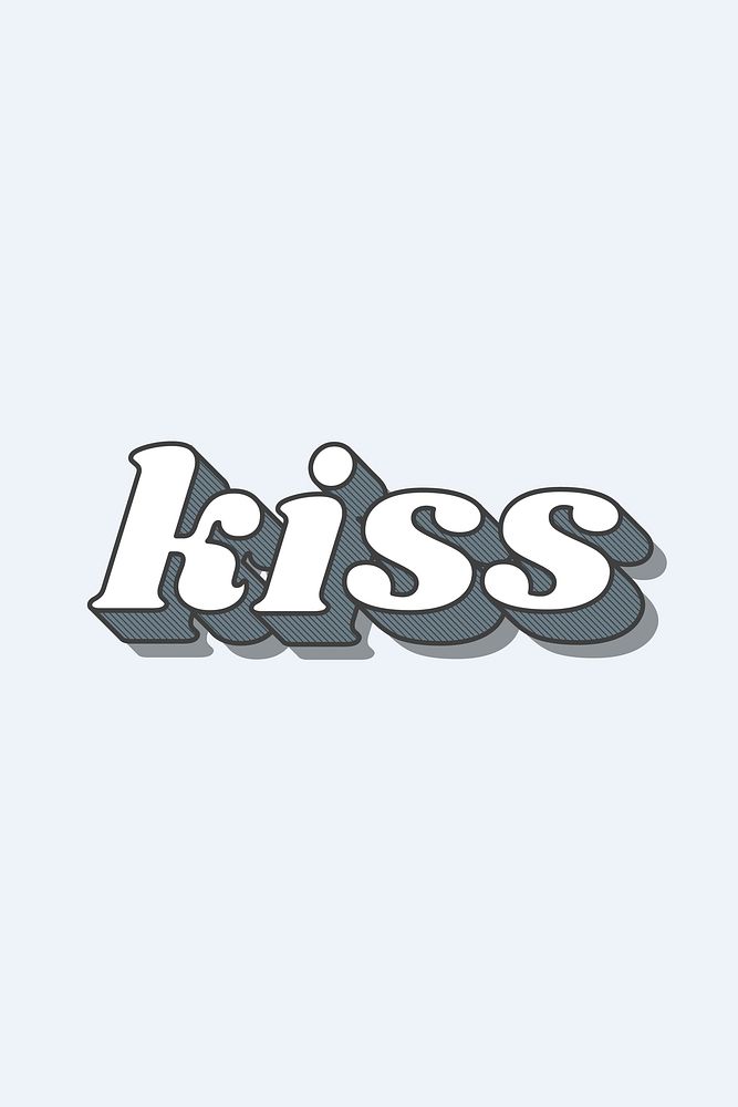 Kiss word funky typography vector