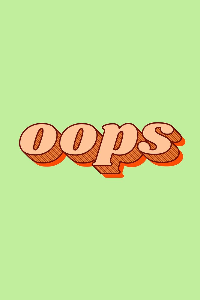 Oops word retro bold font typography