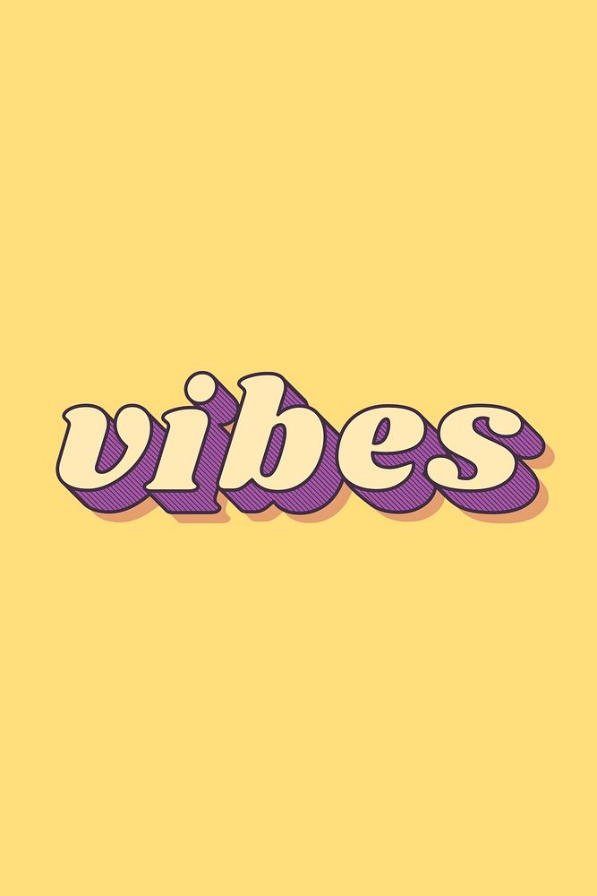 Vibes word retro bold font typography