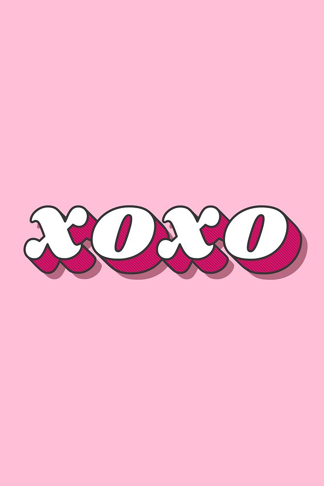 XOXO text retro shadow font typography