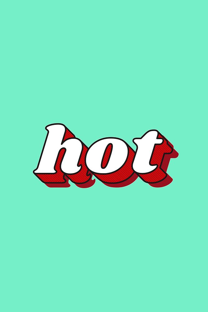 Hot text retro shadow font typography