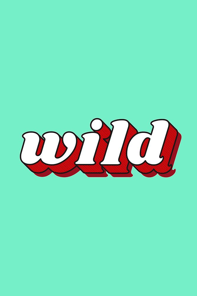 Wild lettering retro shadow font typography