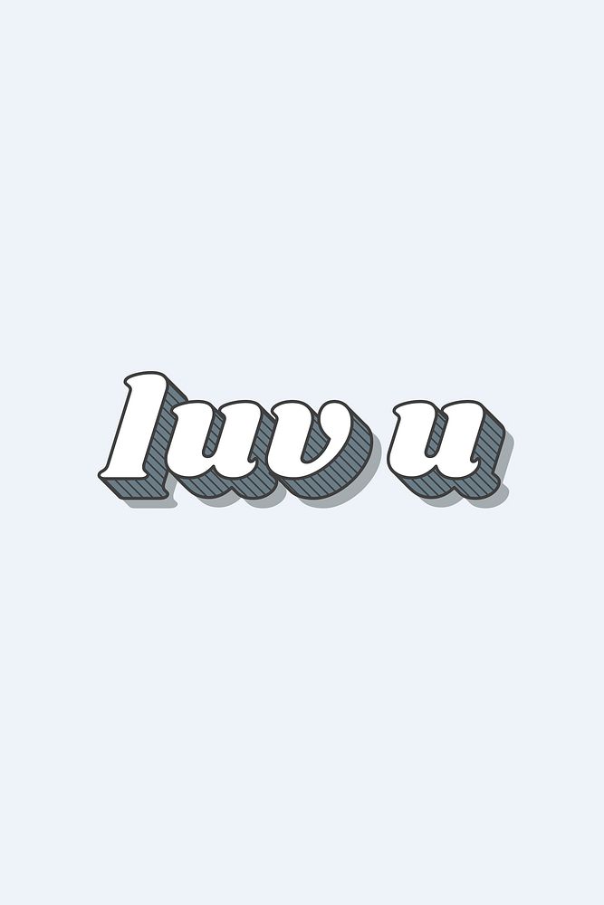 Luv u retro bold love theme font style illustration