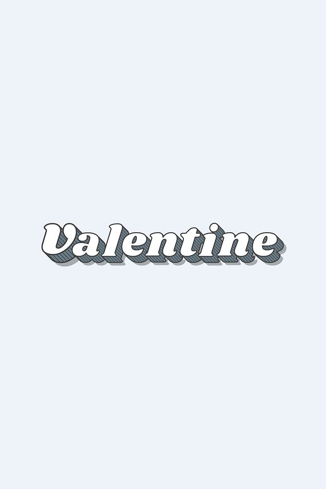 Valentine retro 3D shadow bold typography illustration