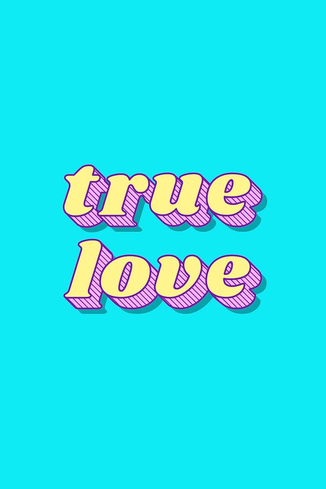 True love funky bold calligraphy font illustration vector