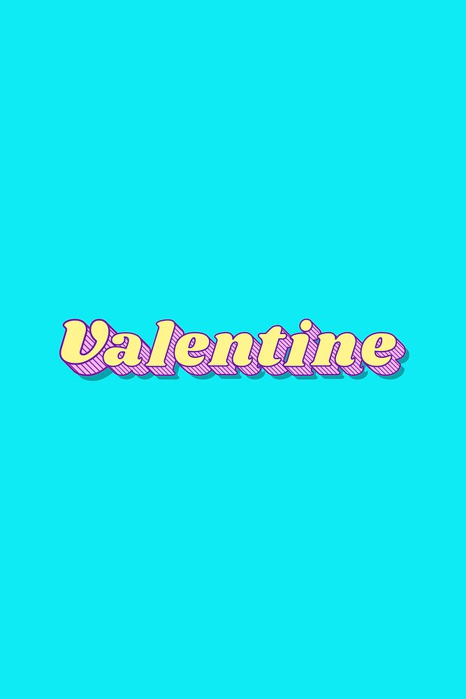 Valentine word retro bold lettering typography font vector