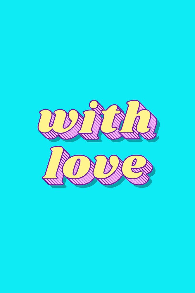 With love funky bold calligraphy font illustration vector