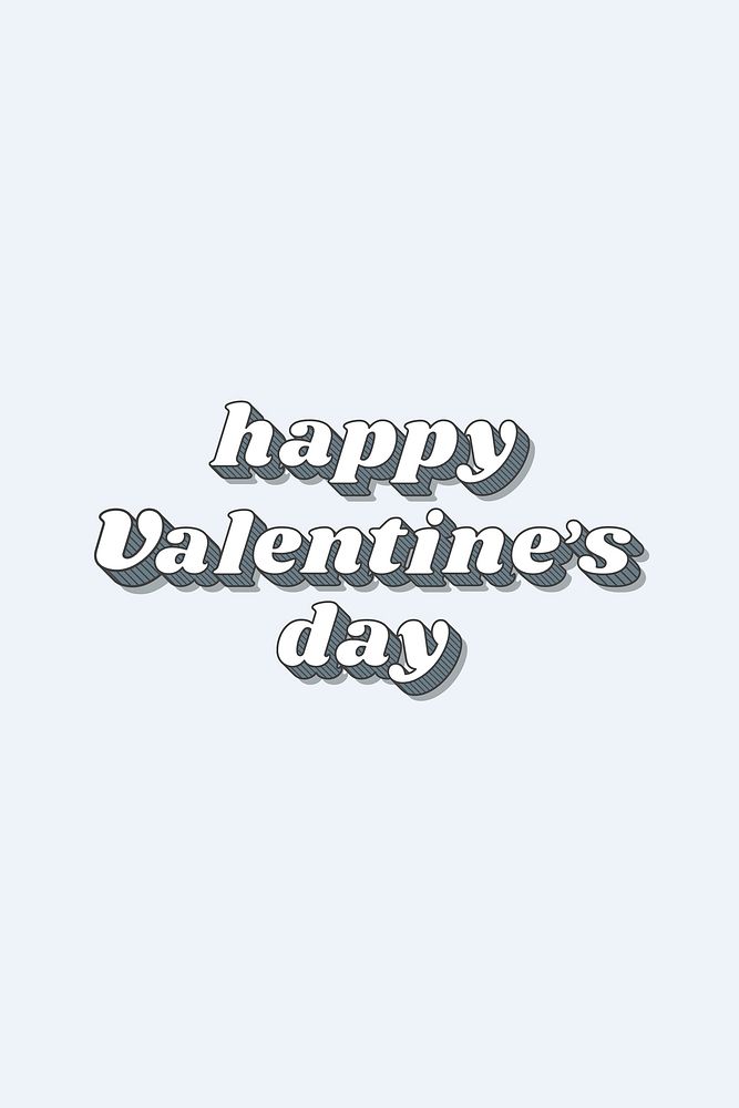 Funky style 3D happy valentine's day typography illustration vector