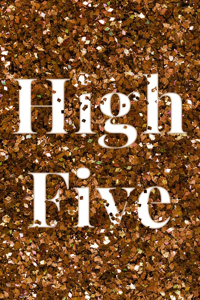 Glittery high five greeting typography word