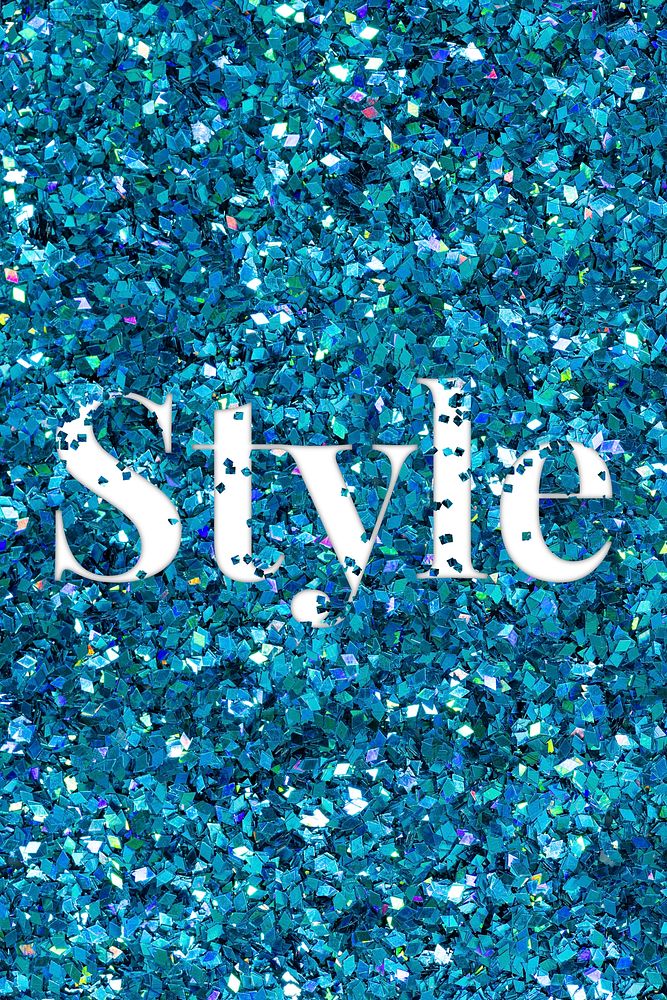 Glittery style blue typography word