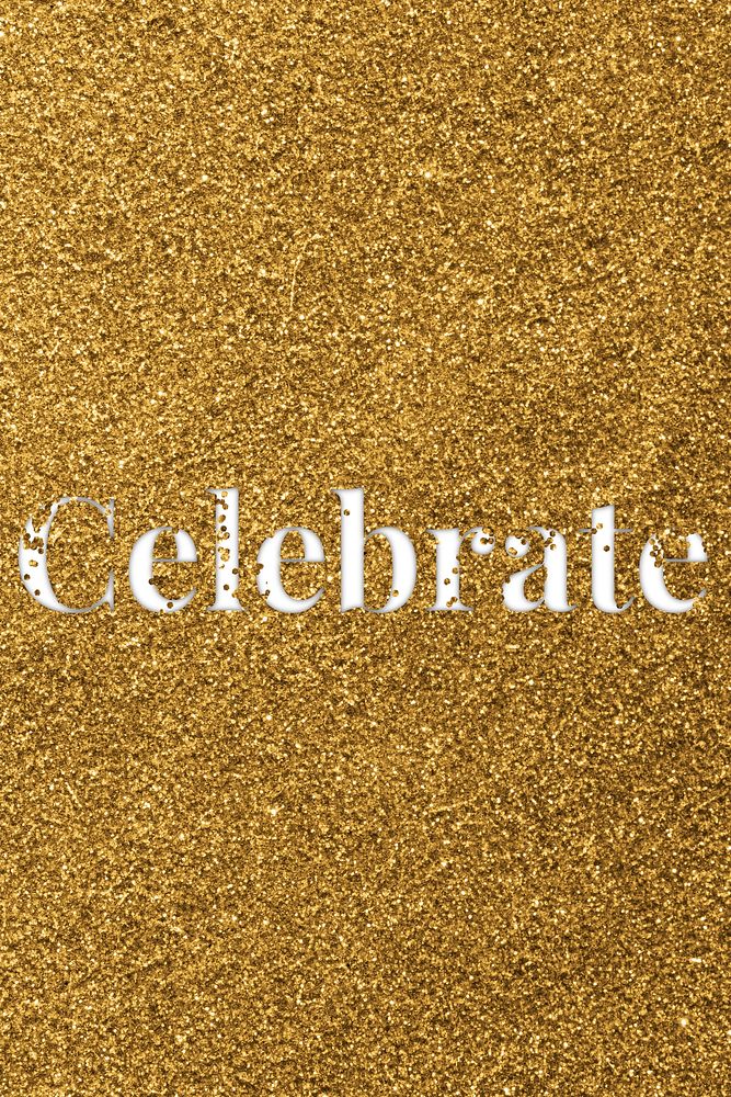 Glittery celebrate text message typography word