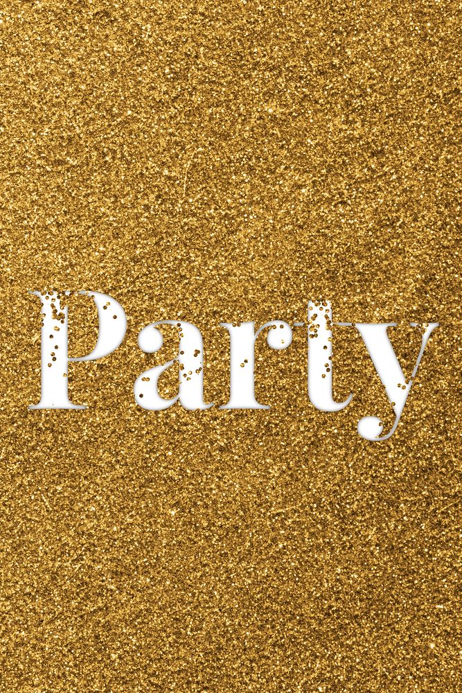Party glittery gold typography word