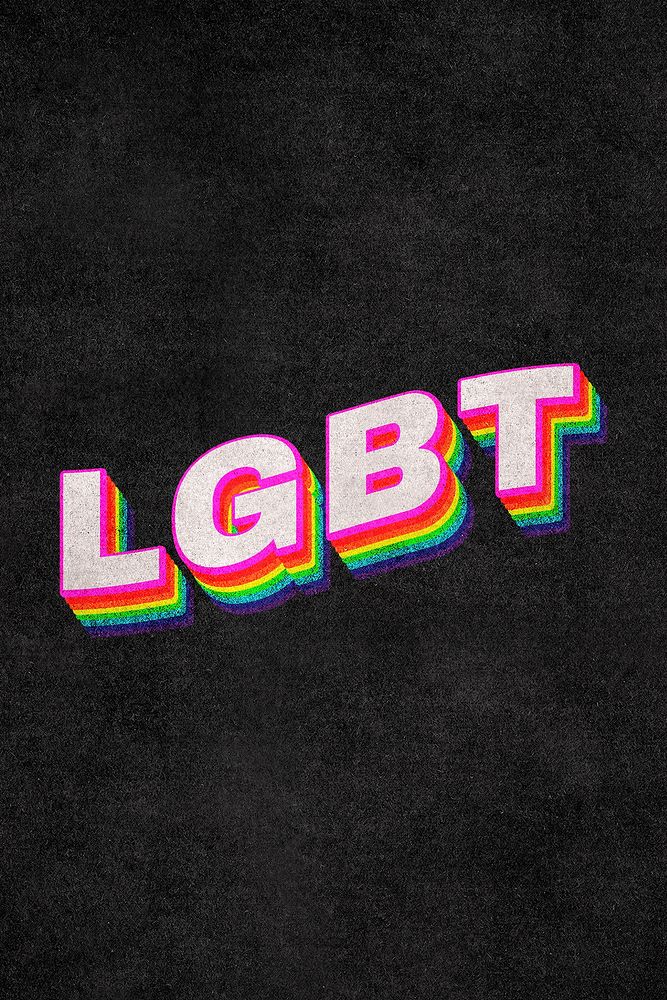 LGBT rainbow word typography on black background