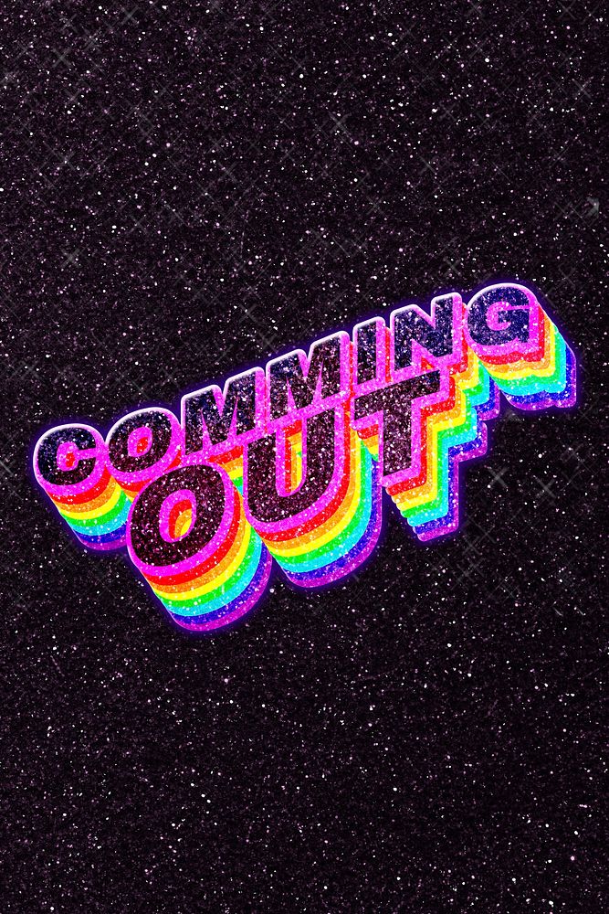 Comming out rainbow text 3D typography