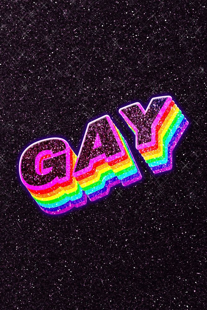 Gay rainbow text 3D typography