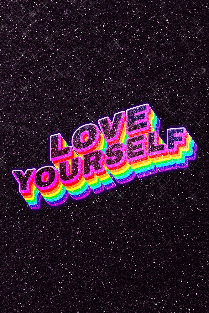 Love yourself rainbow 3d lettering