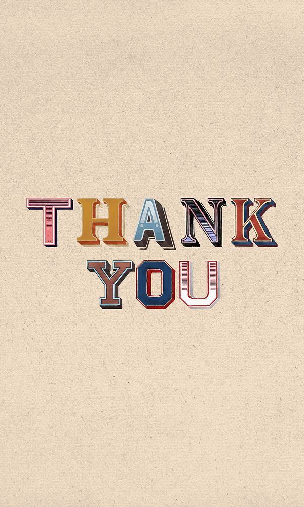 Thank you shadowed word typography