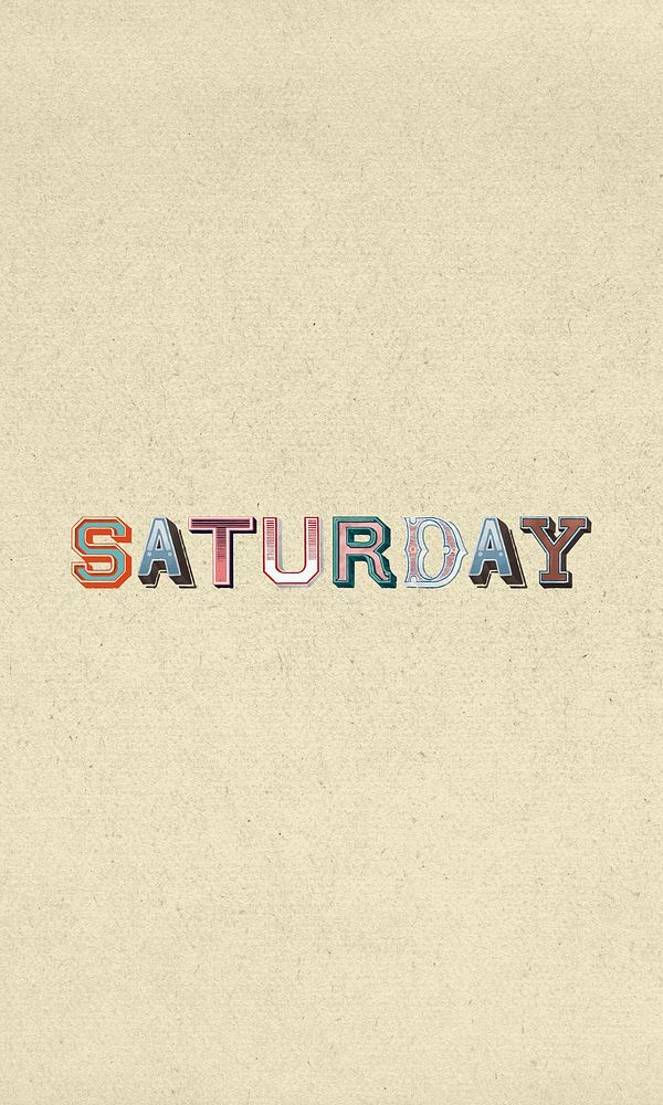 Saturday word clipart vintage typography