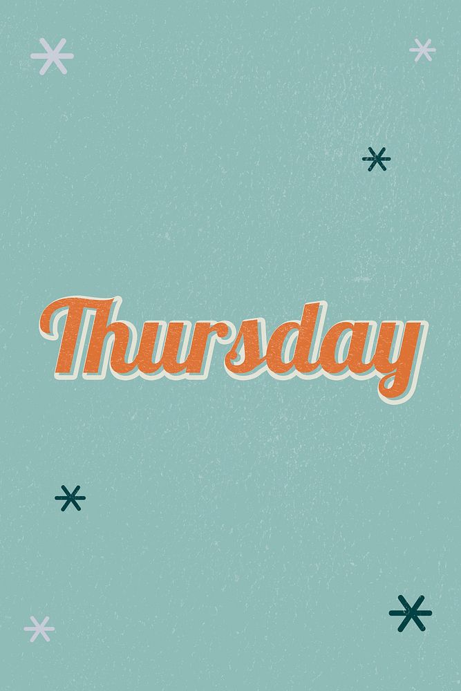 Thursday retro word typography on a green background