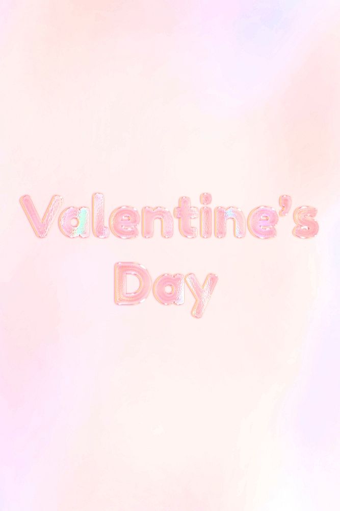Valentine's day lettering holographic word art pastel gradient typography