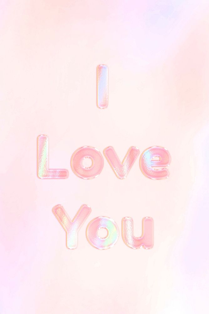 I love you orange holographic text bold font typography