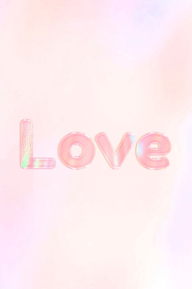 Love text holographic word art pastel gradient typography