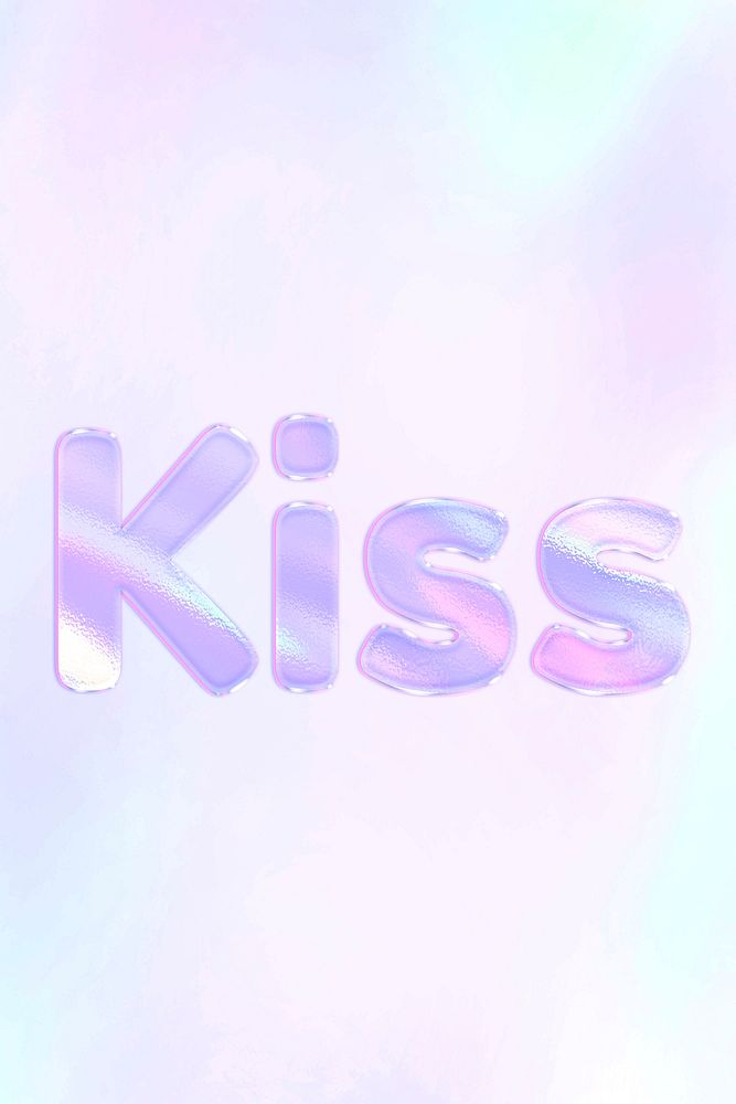 Kiss holographic effect pastel gradient typography