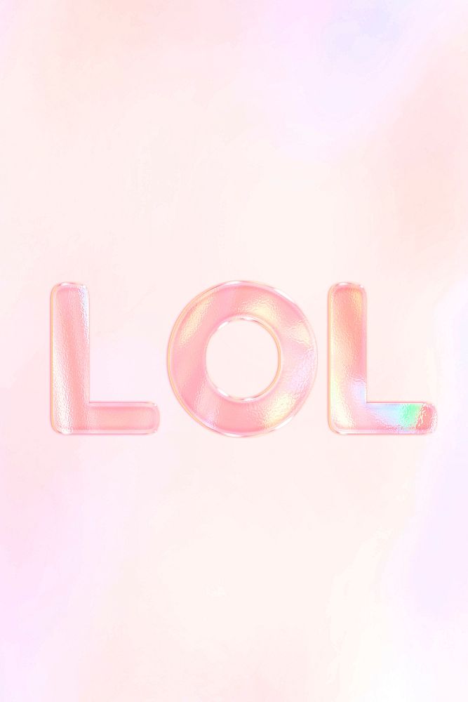 LOL text holographic word art pastel gradient typography