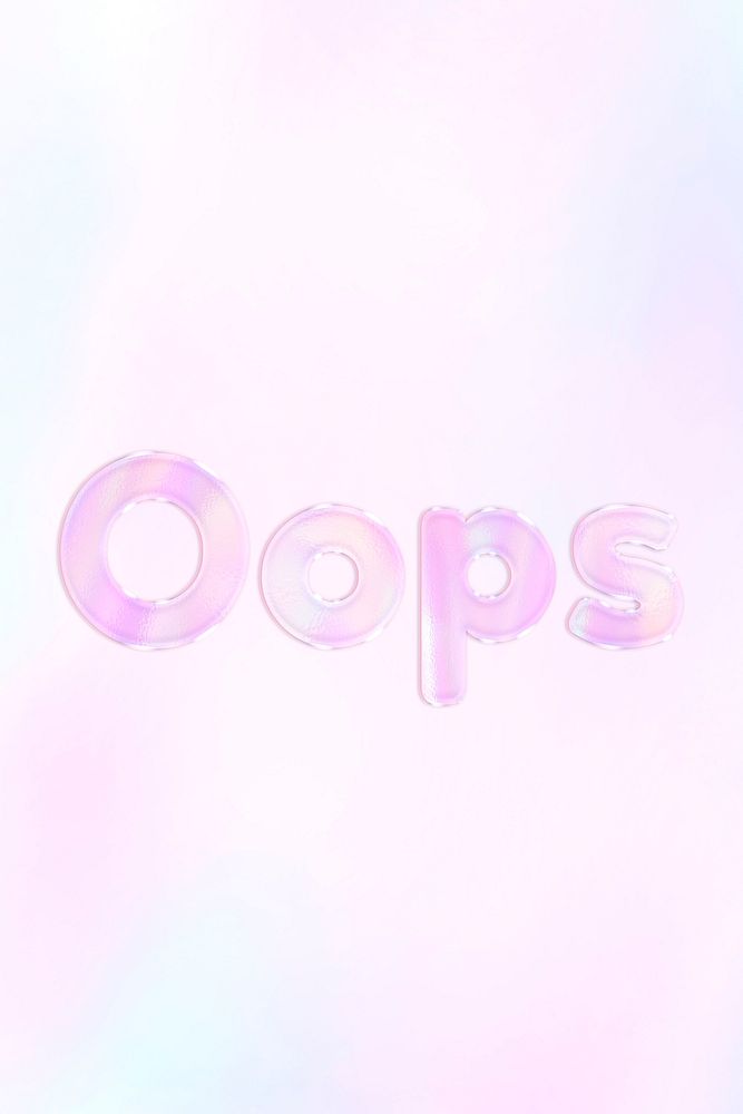Oops word holographic effect pastel gradient typography