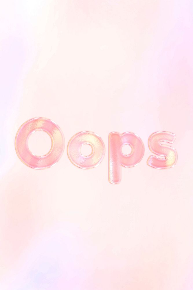 Oops text holographic effect pastel gradient typography