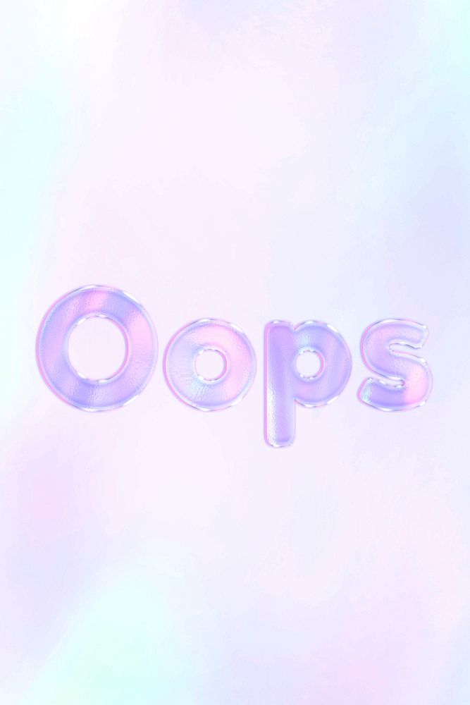 Holographic oops text pastel shiny typography