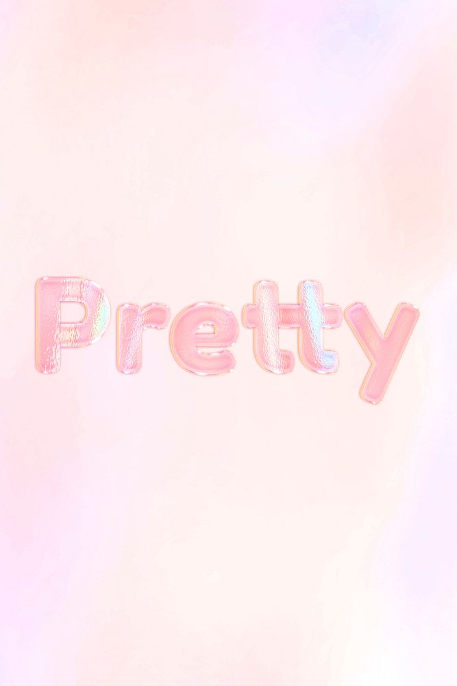 Pretty lettering holographic word art pastel gradient typography