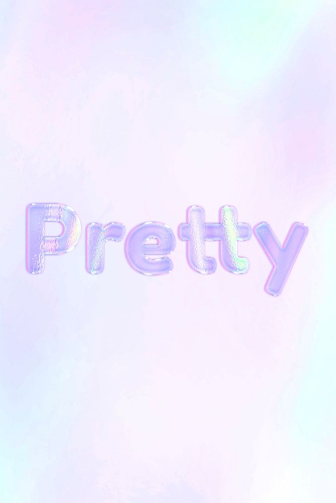 Holographic pretty text pastel shiny typography