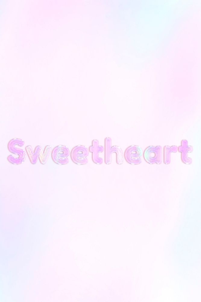 Shiny sweetheart pink gradient holographic pastel typography