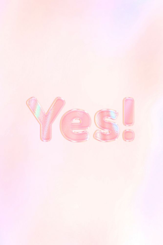 Yes! text holographic effect pastel typography