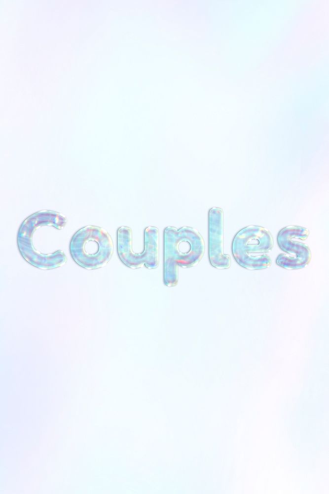 Couples lettering holographic word art pastel gradient typography