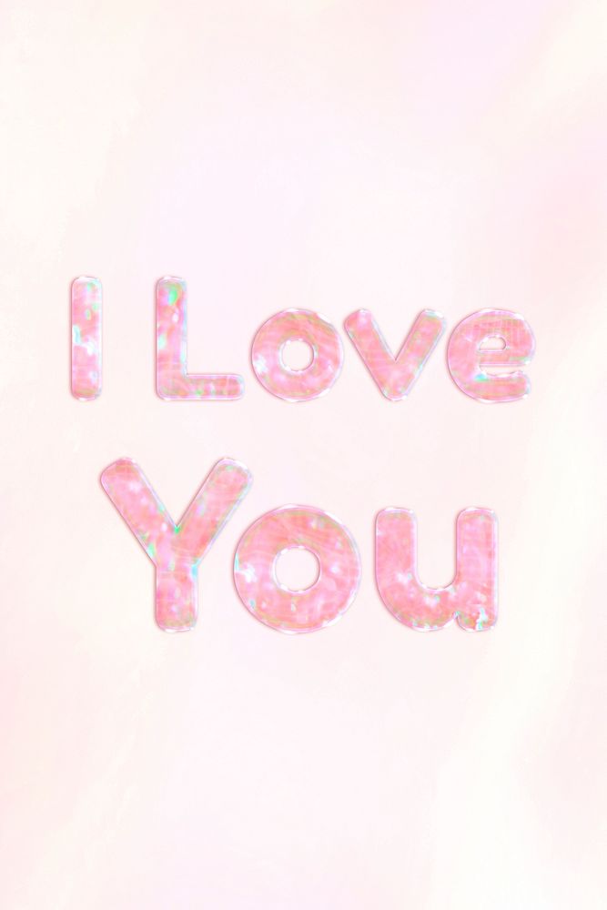 Cute I love you pink gradient holographic pastel