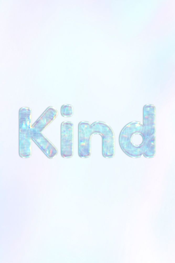 Kind blue holographic word bold font typography