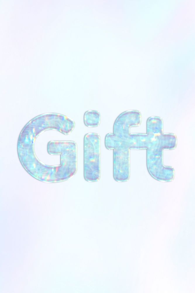 Gift lettering holographic word art pastel gradient typography