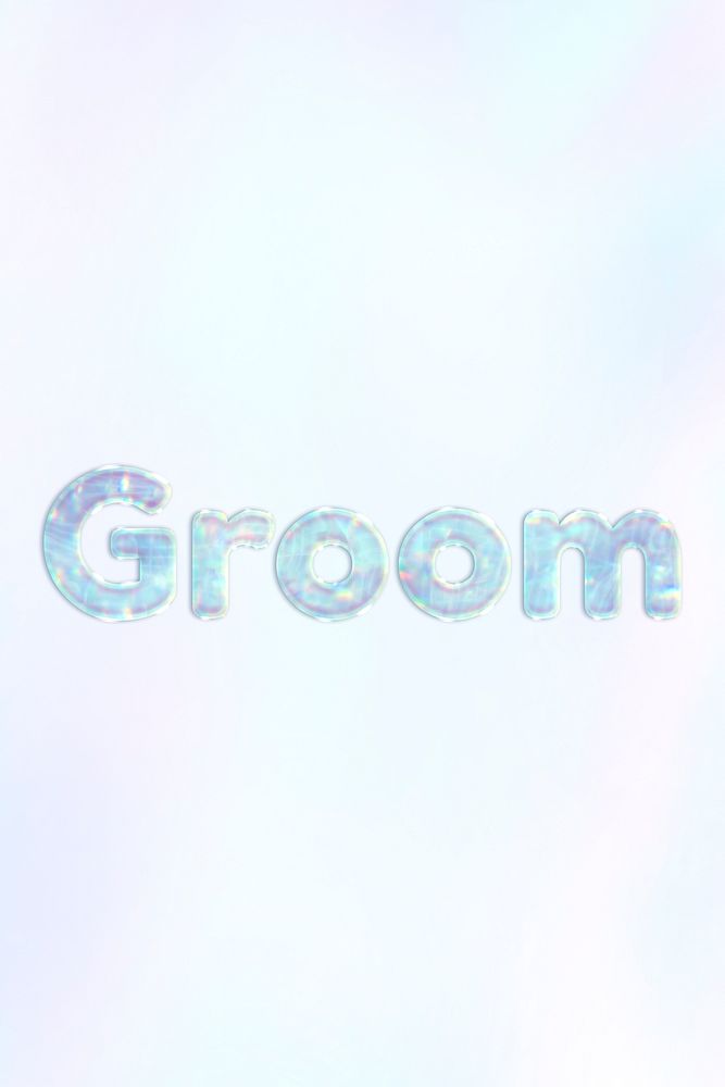 Groom lettering holographic word art pastel gradient typography