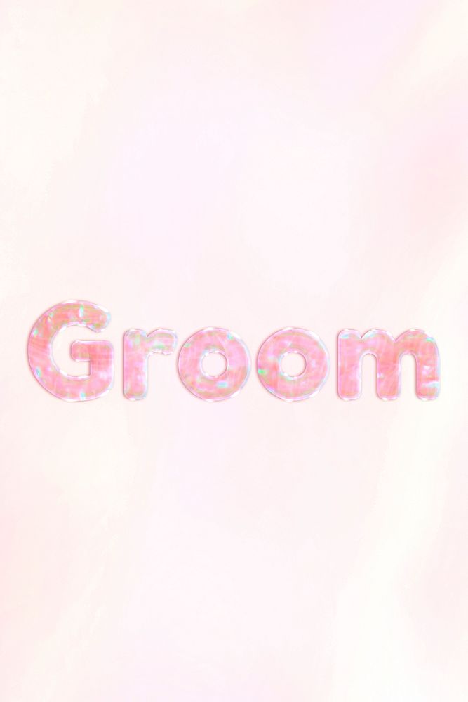 Groom lettering shiny holographic pastel font