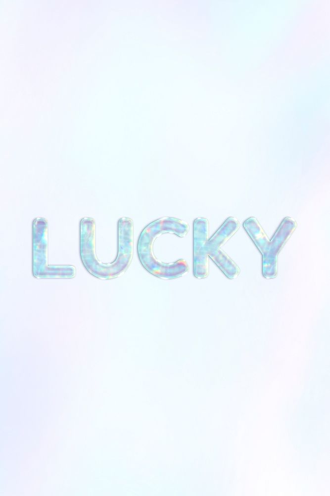 Lucky pastel gradient blue shiny holographic lettering
