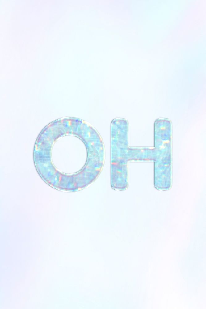 Oh blue holographic word bold font typography