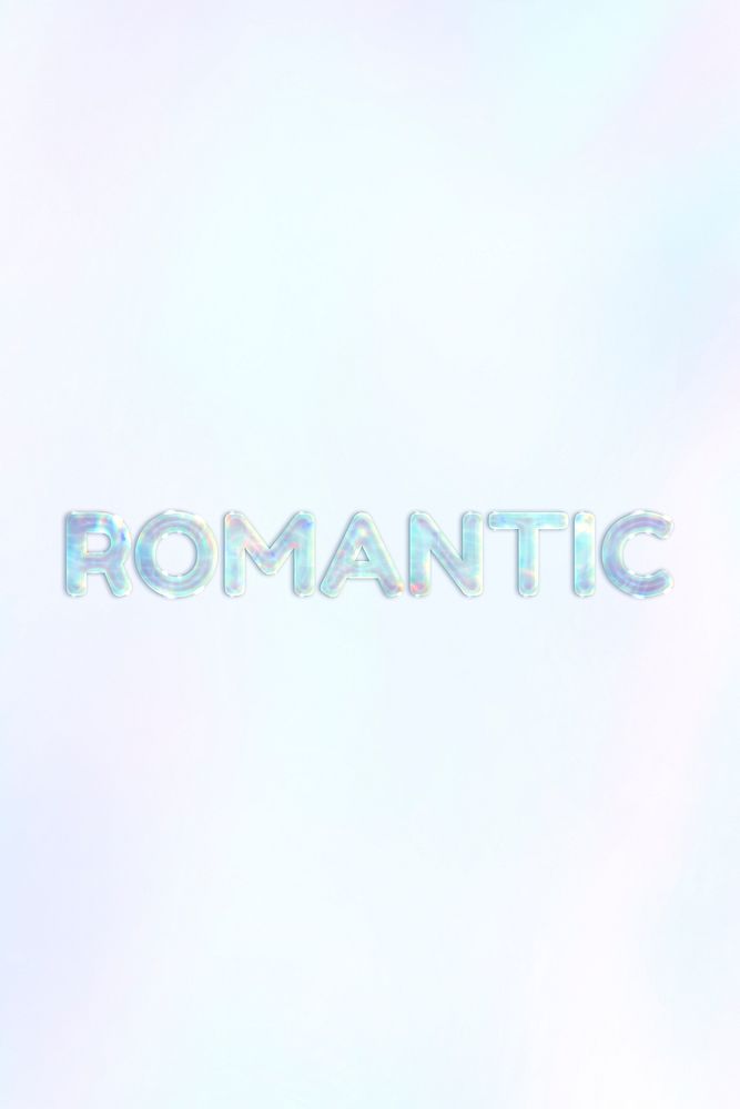 Romantic pastel gradient blue shiny holographic lettering
