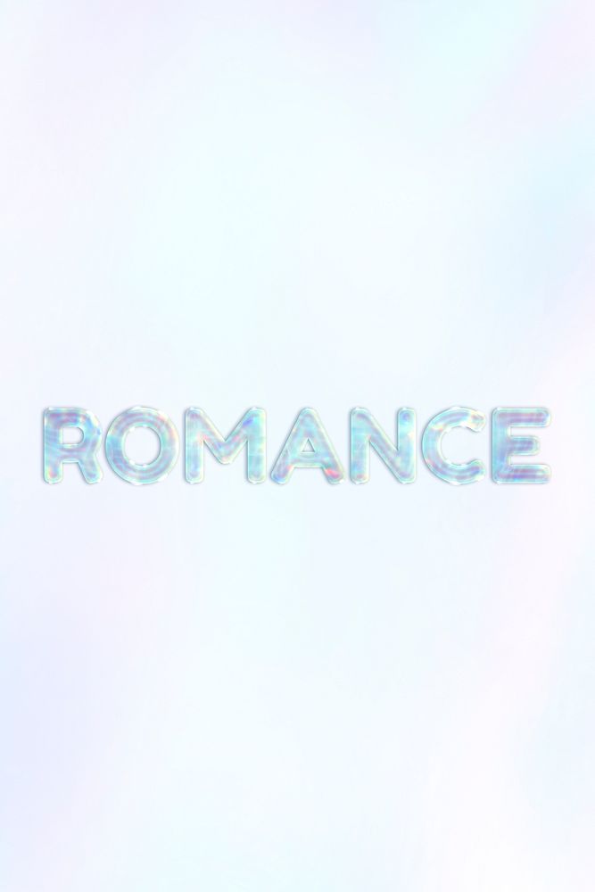 Romance pastel gradient blue shiny holographic lettering