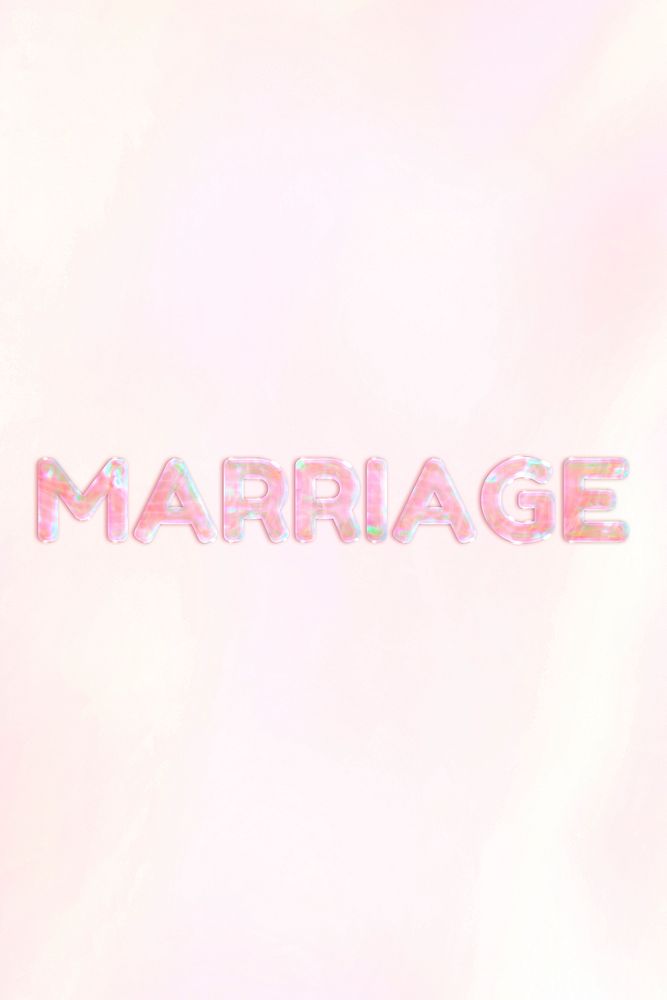 Marriage text shiny holographic pastel gradient