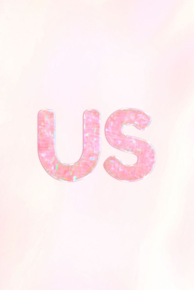 Us text holographic effect pastel typography